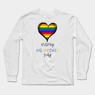 "Happy Valentine's Day" Rainbow Colors Long Sleeve T-Shirt